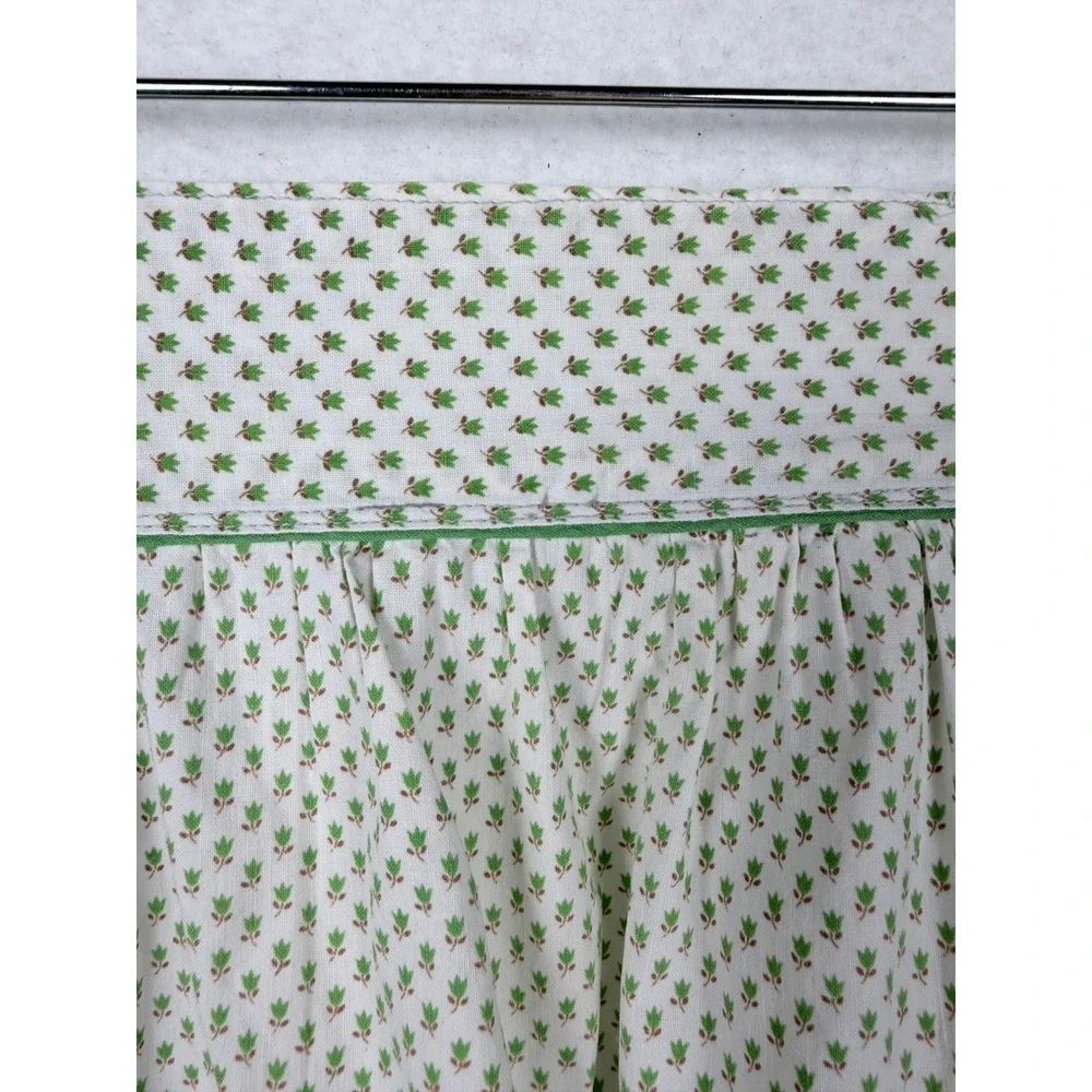 Vintage Green Floral Sprig Half Apron Two Pockets Cotton Retro Kitchen